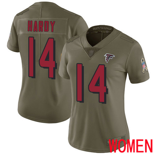 Atlanta Falcons Limited Olive Women Justin Hardy Jersey NFL Football #14 2017 Salute to Service->atlanta falcons->NFL Jersey